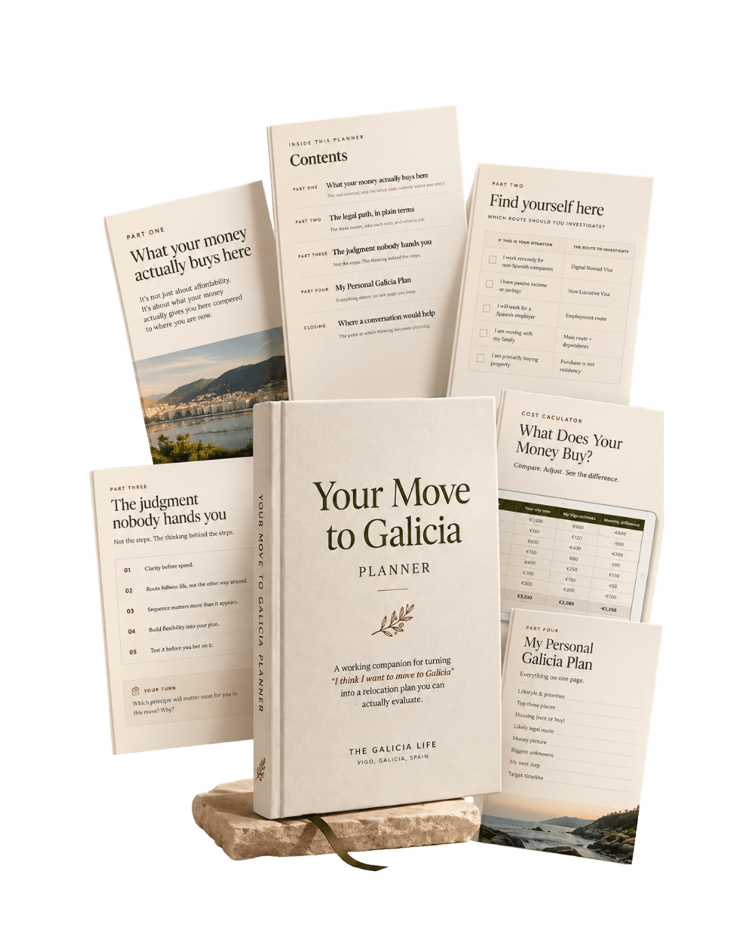 Galicia travel planner and guidebook with informational pages and maps.