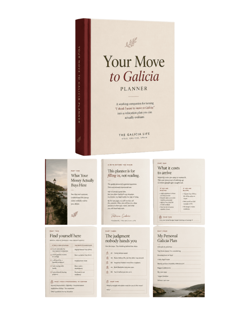 Your Move to Galicia planner book and related pages for settling in Galicia.